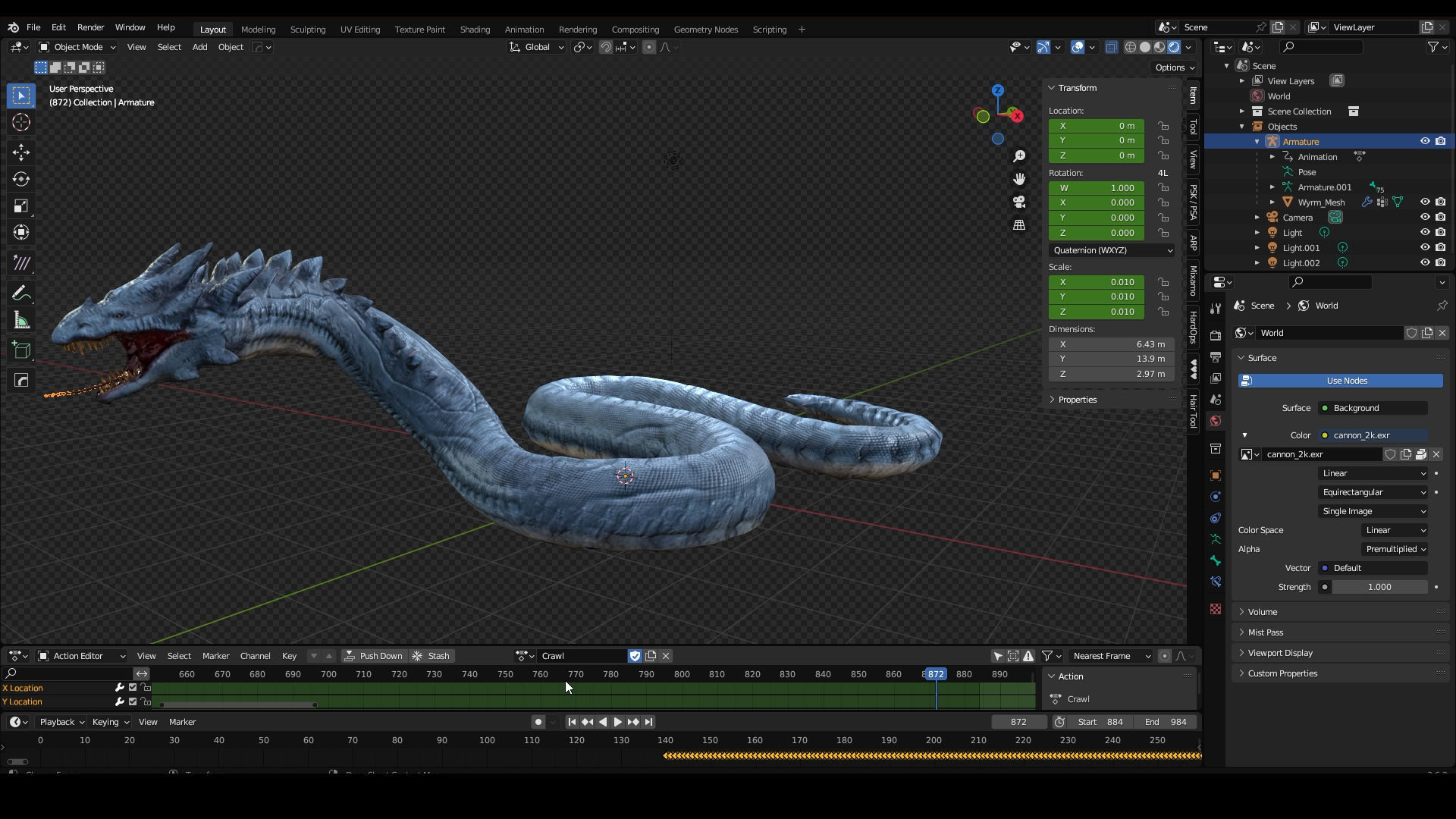 The Wyrm - Limbless Wingless Dragon Low-poly 3D model_32