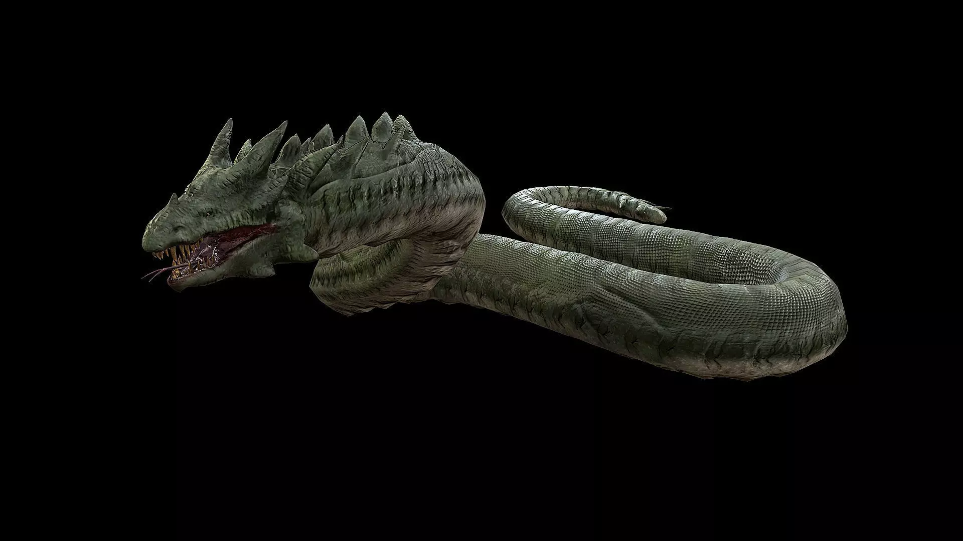 The Wyrm - Limbless Wingless Dragon Low-poly 3D model_0