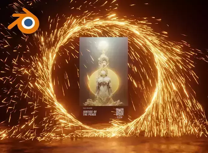 Portal scene for AI card animation Eevvee render Particle 