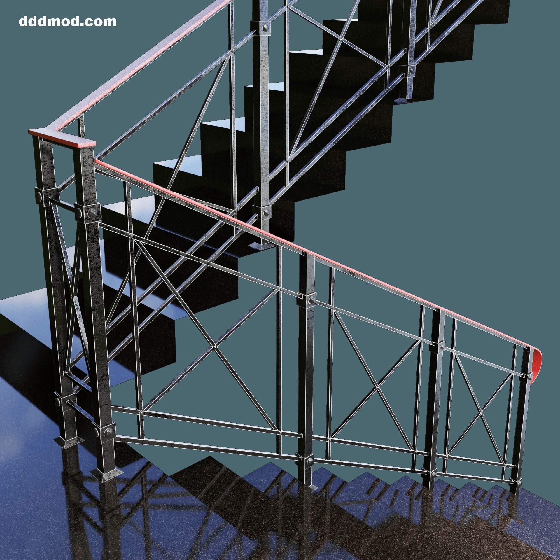 stair railings metal minimalism 3D model_6