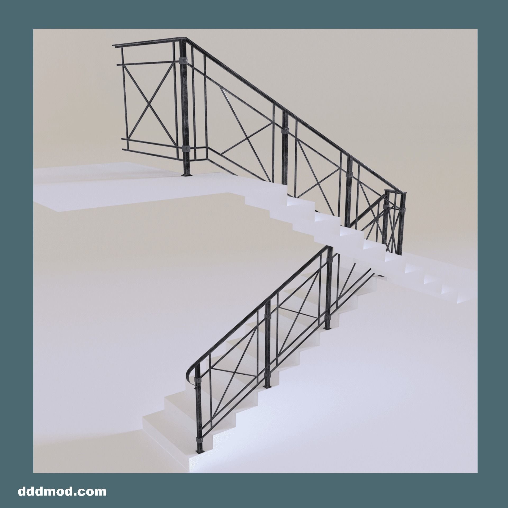 stair railings metal minimalism 3D model_5