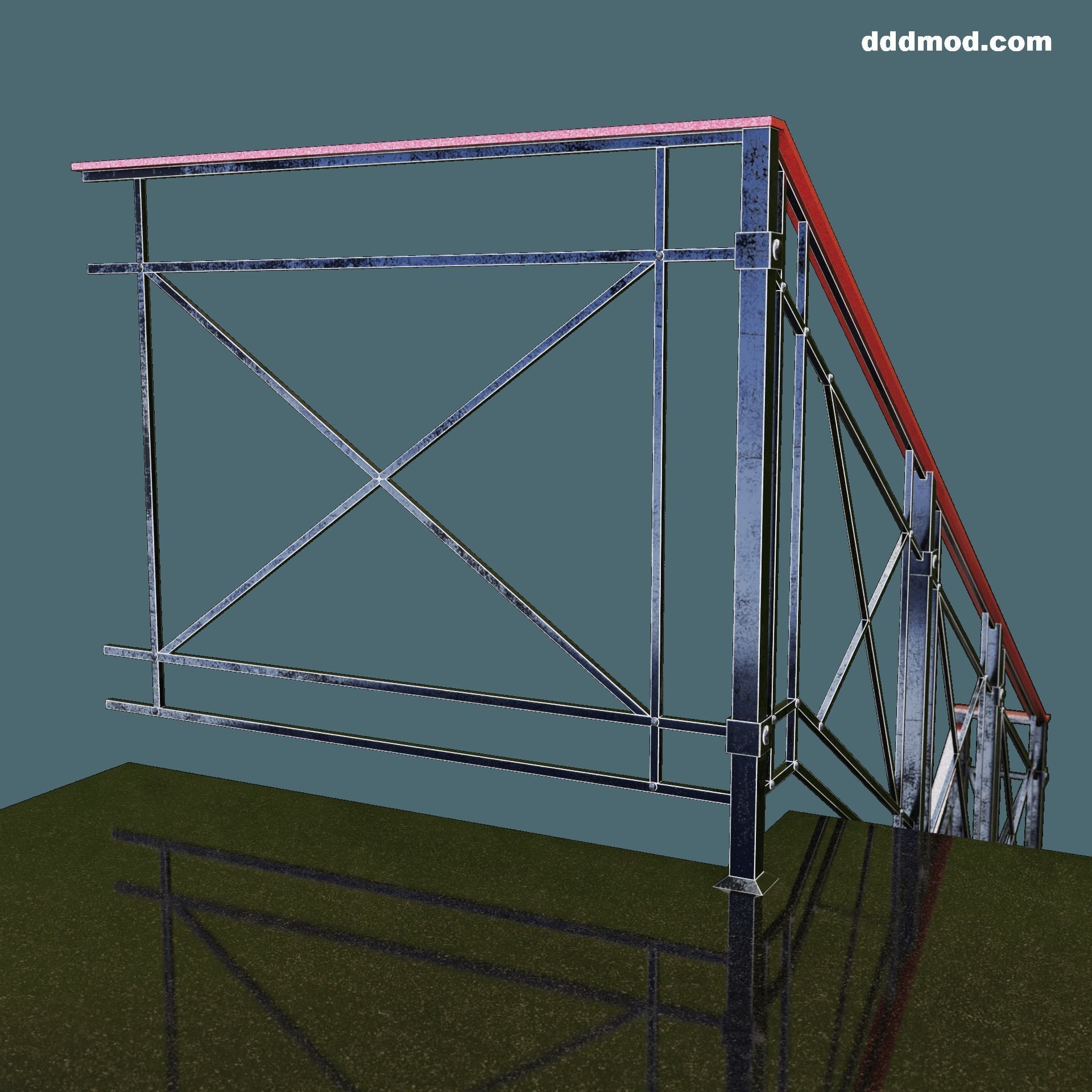 stair railings metal minimalism 3D model_3