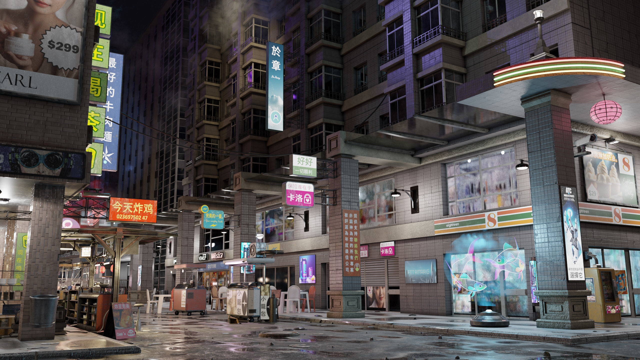 ULTRA DETAILLED Sci-Fi Cyberpunk Nightmarket Asian City Blender 3D model_9