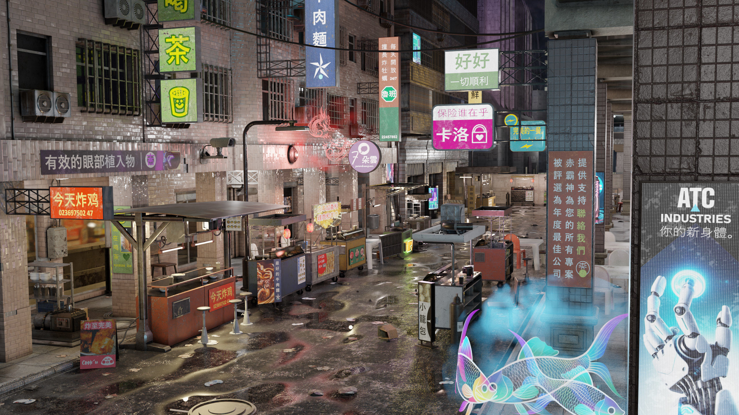 ULTRA DETAILLED Sci-Fi Cyberpunk Nightmarket Asian City Blender 3D model_1