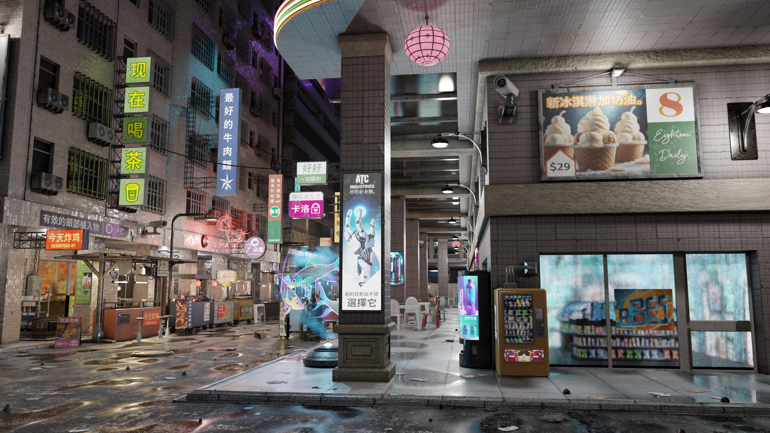ULTRA DETAILLED Sci-Fi Cyberpunk Nightmarket Asian City Blender 3D model_11