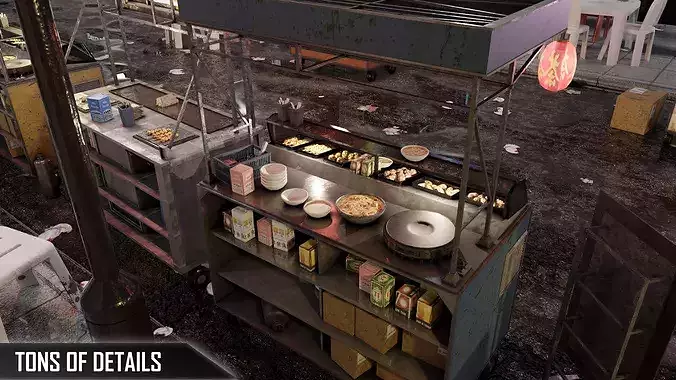 ULTRA DETAILLED Sci-Fi Cyberpunk Nightmarket Asian City Blender 3D model 6