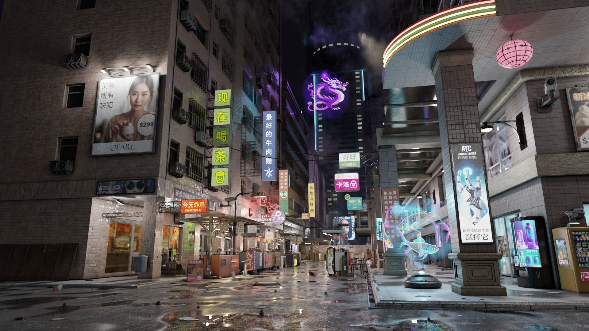 ULTRA DETAILLED Sci-Fi Cyberpunk Nightmarket Asian City Blender 3D model_16