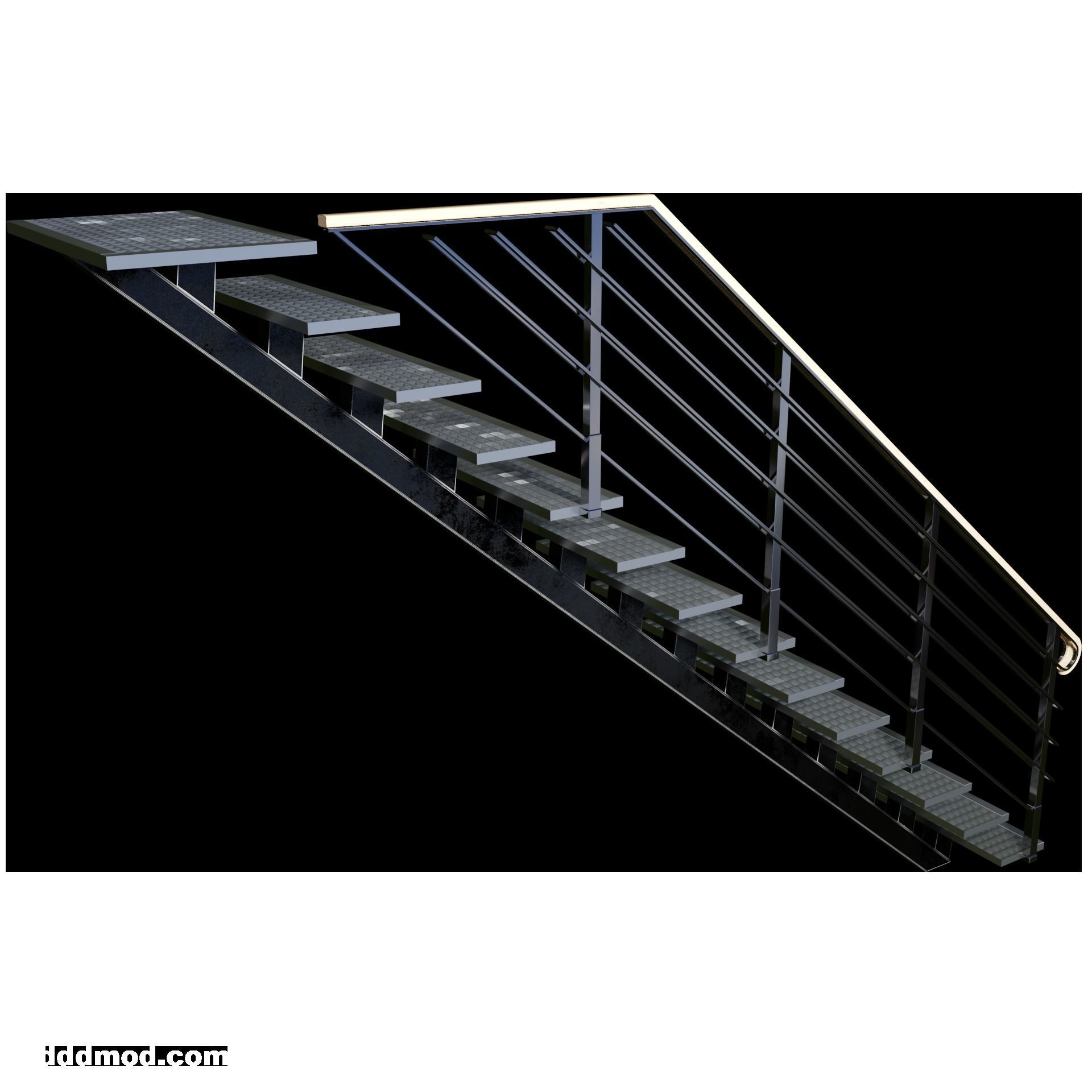 attic staircase metal minimalism 3D model_3
