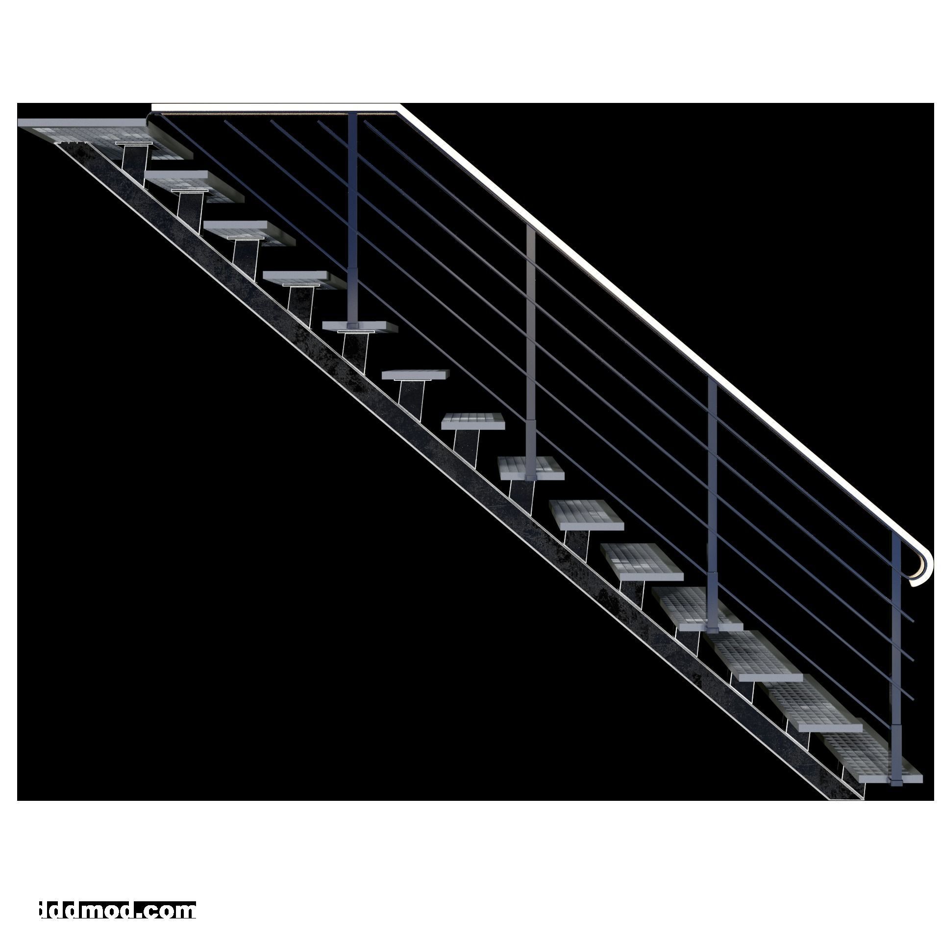 attic staircase metal minimalism 3D model_5