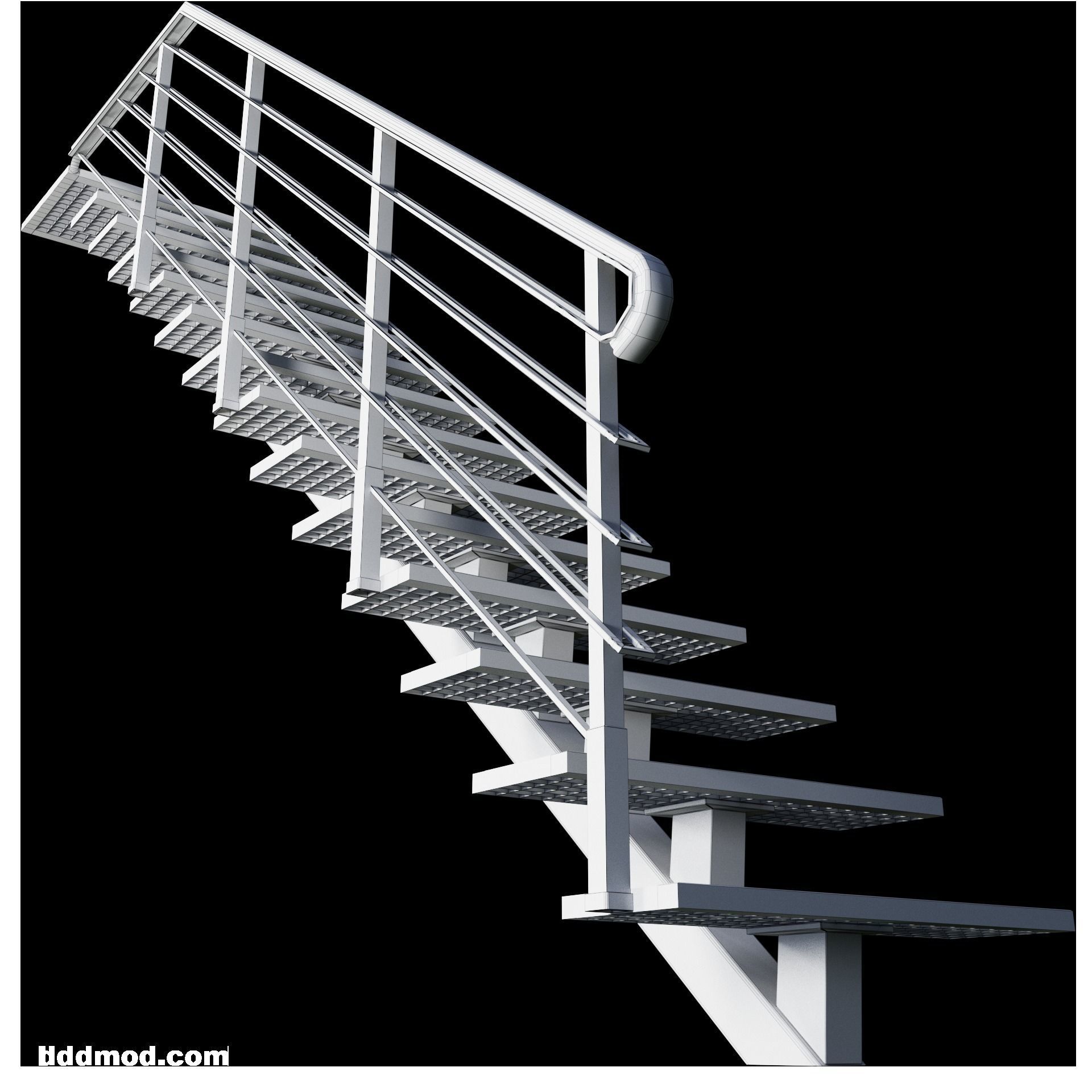 attic staircase metal minimalism 3D model_1