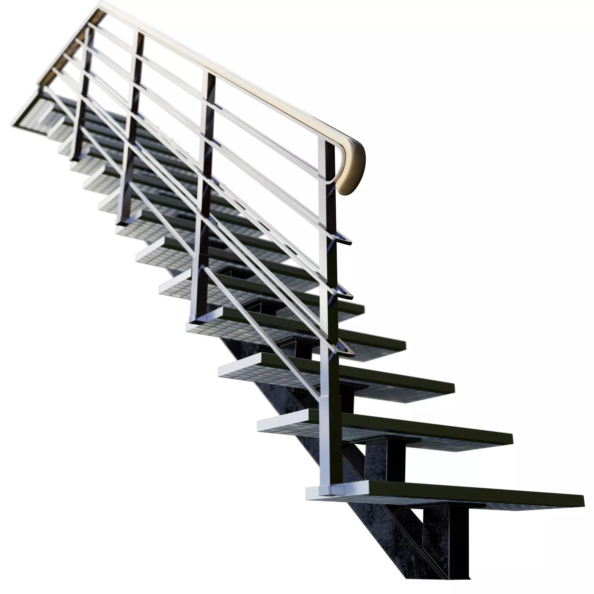 attic staircase metal minimalism 3D model_0
