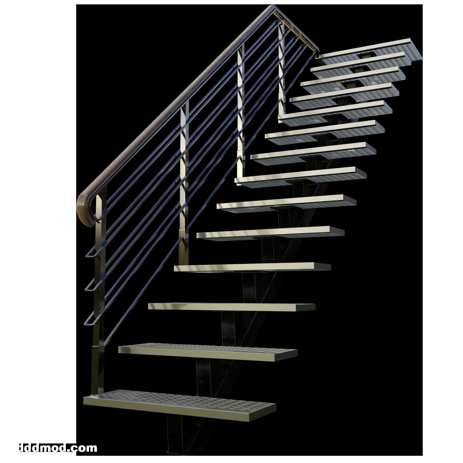 attic staircase metal minimalism 3D model_2