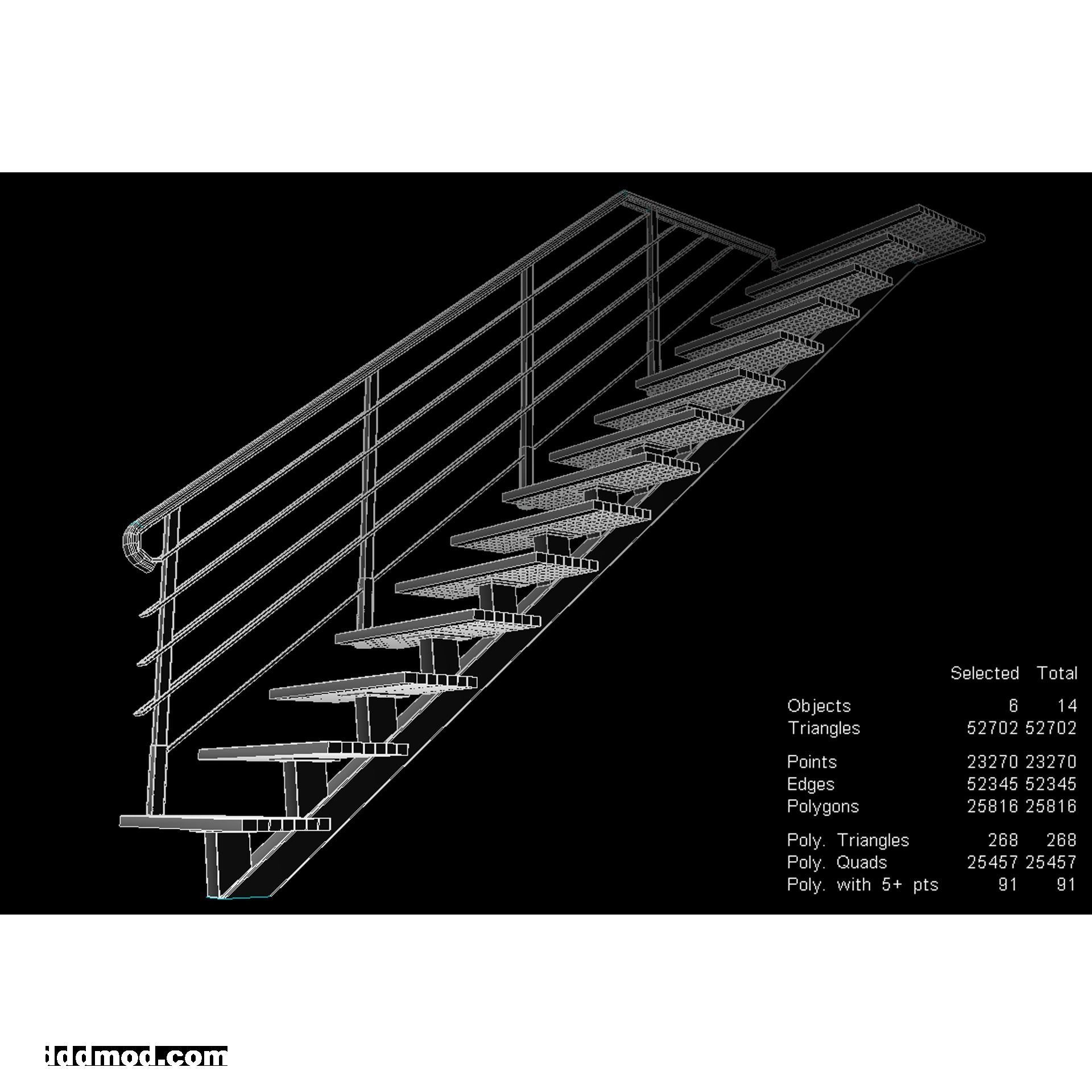 attic staircase metal minimalism 3D model_6