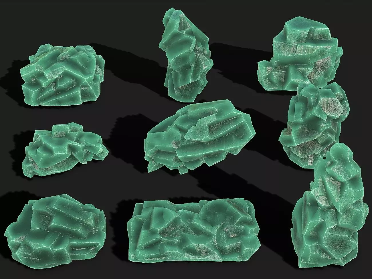 Mountain ice Rocks - PBR Pack 11 Low-poly 3D model_0