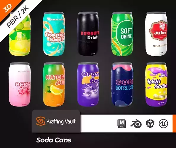 Soda Cans Low-poly 3D model