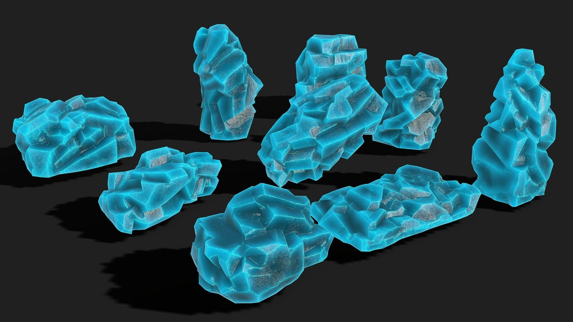 Mountain ice Rocks - PBR Pack 12 Low-poly 3D model_2