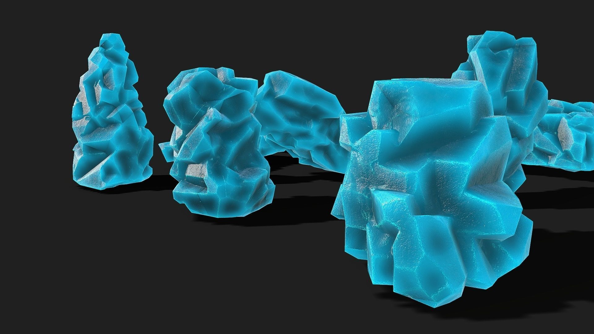 Mountain ice Rocks - PBR Pack 12 Low-poly 3D model_4