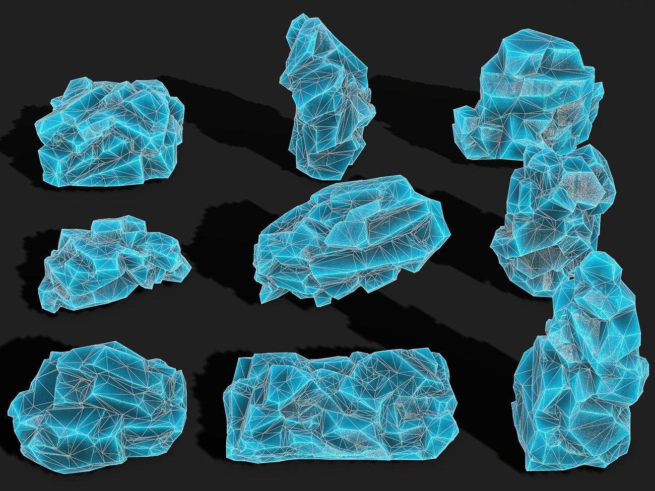Mountain ice Rocks - PBR Pack 12 Low-poly 3D model_1