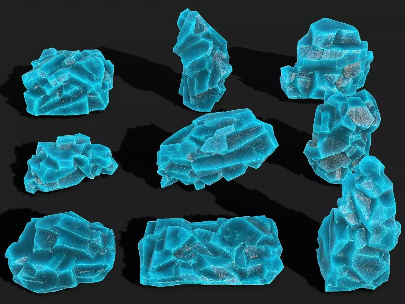 Mountain ice Rocks - PBR Pack 12 Low-poly 3D model_0