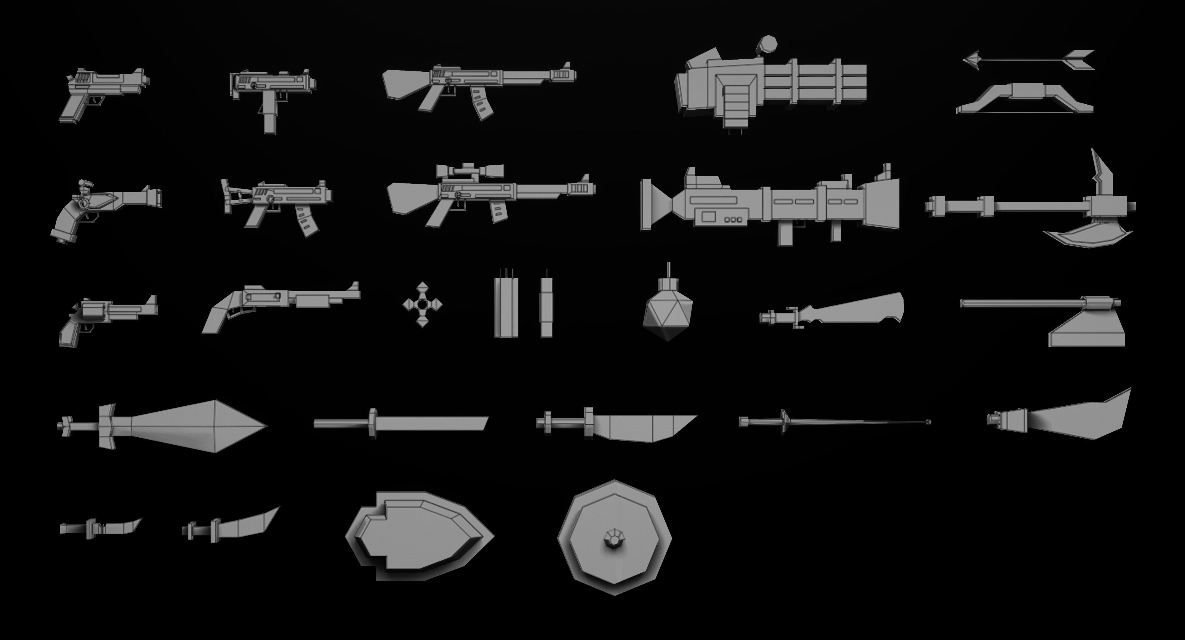 Low Poly Cartoon Weapons Asset Pack Low-poly 3D model_1