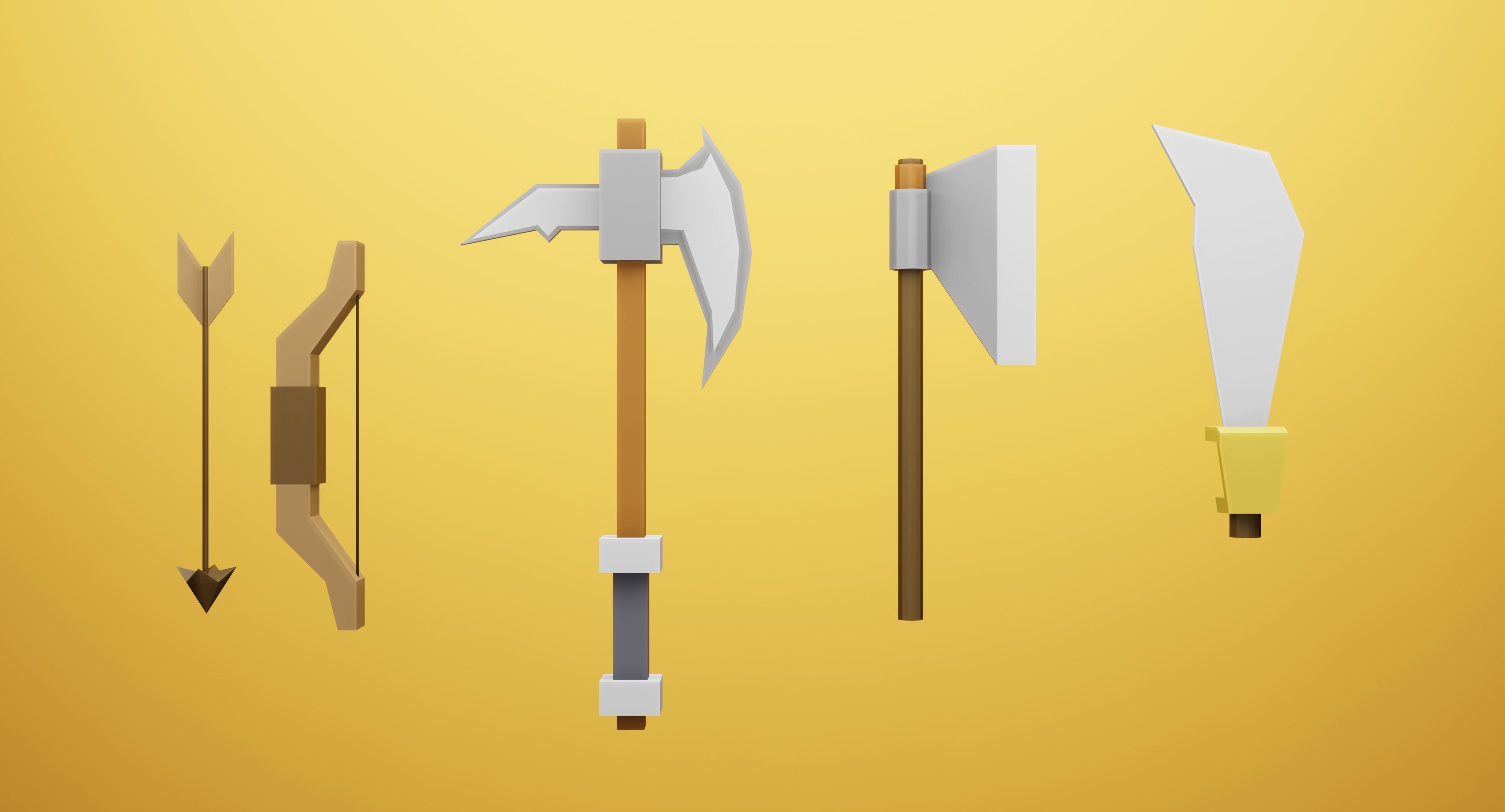 Low Poly Cartoon Weapons Asset Pack Low-poly 3D model_2