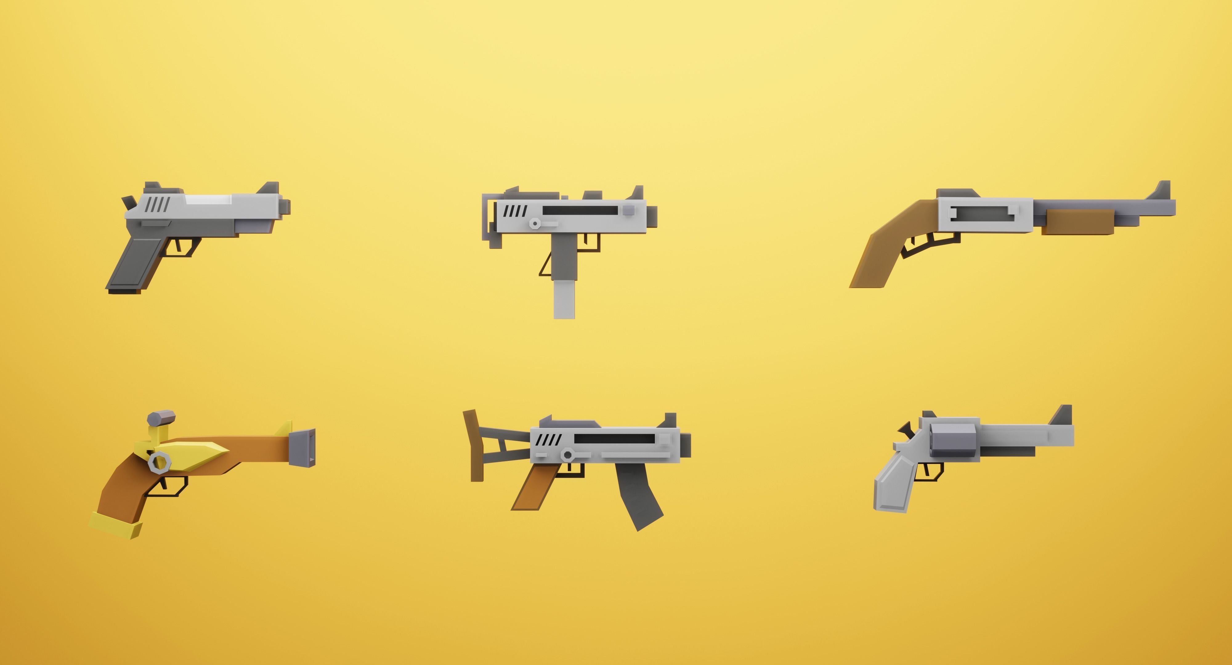 Low Poly Cartoon Weapons Asset Pack Low-poly 3D model_4
