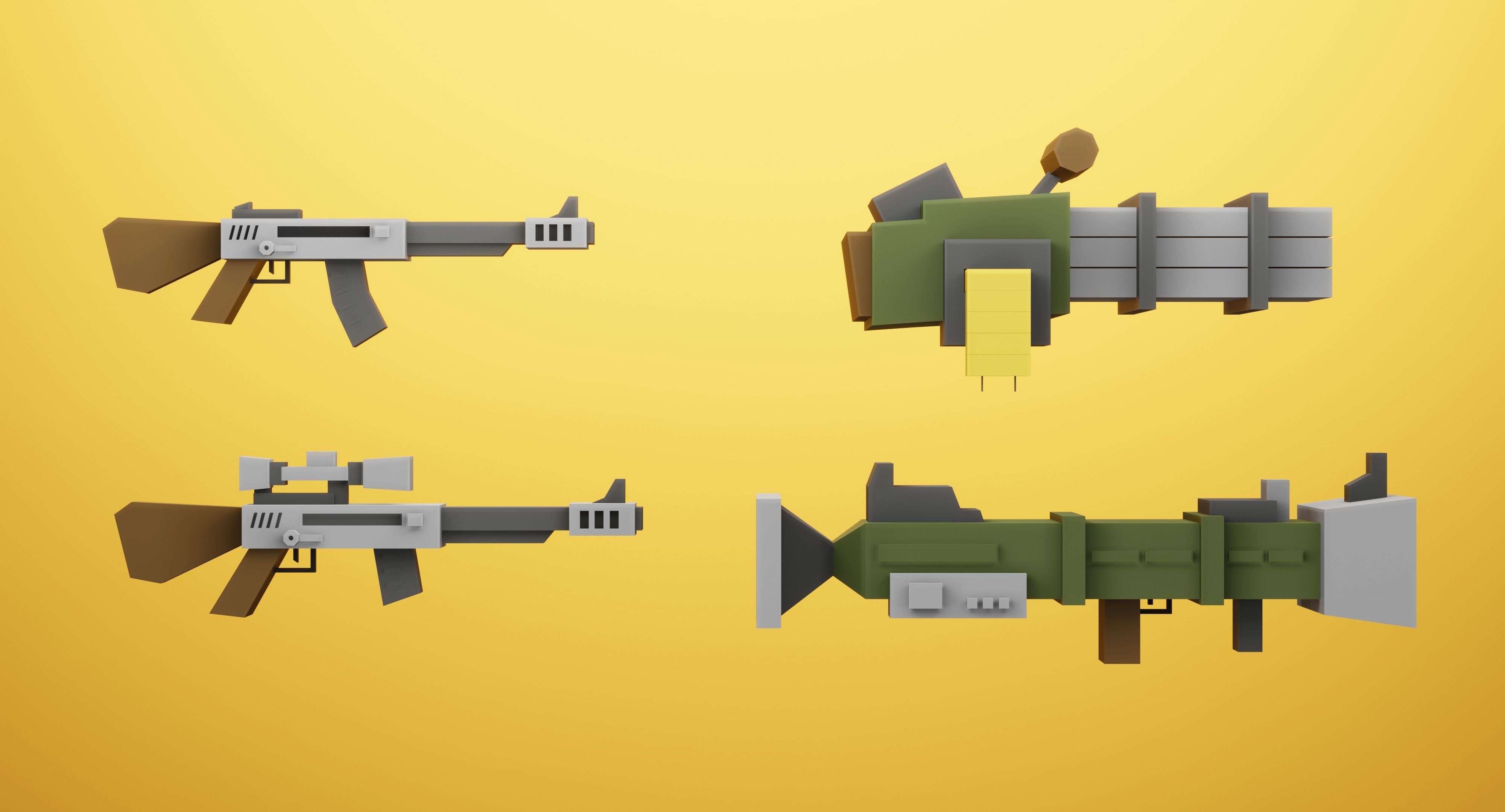 Low Poly Cartoon Weapons Asset Pack Low-poly 3D model_3