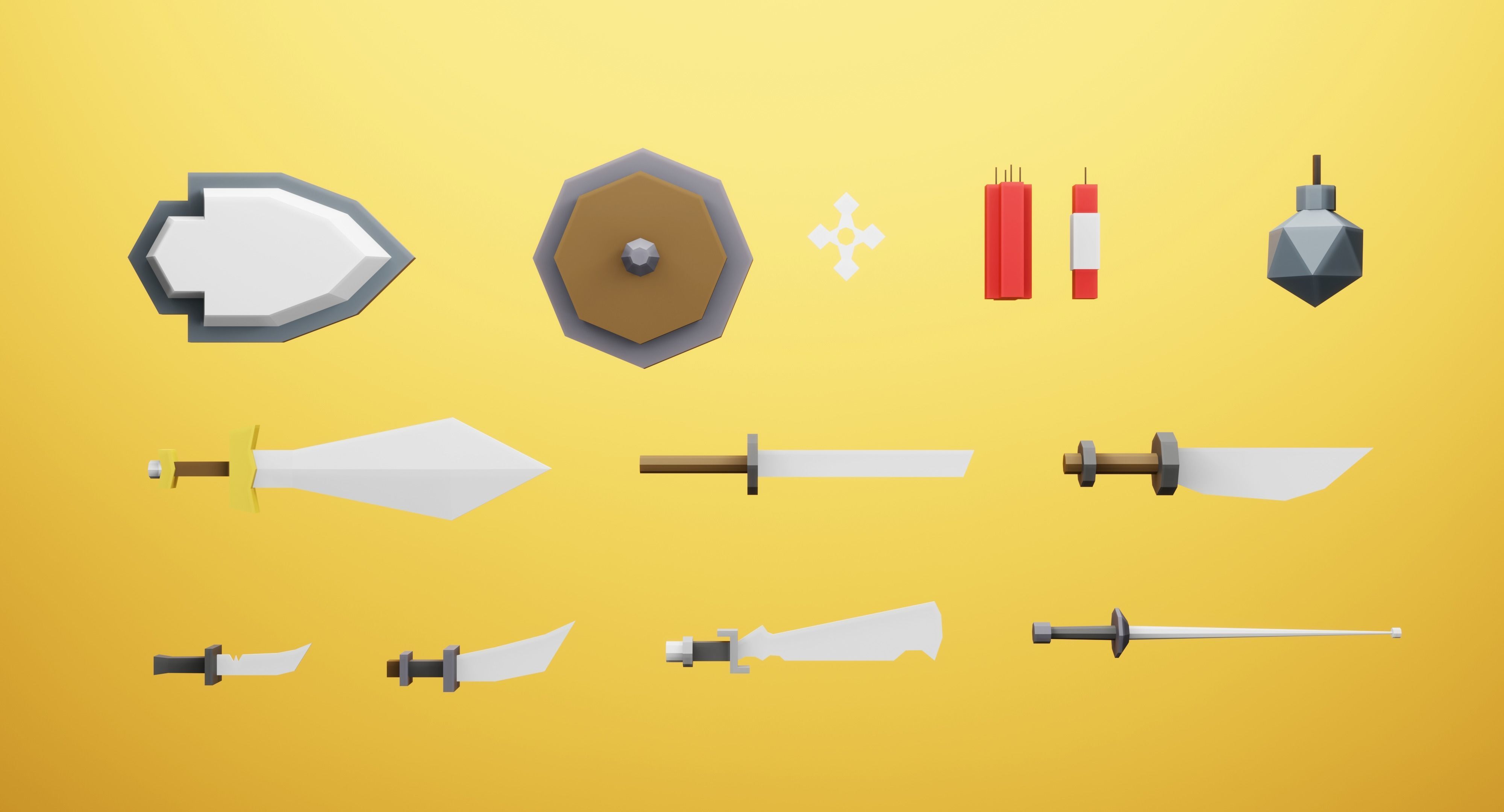 Low Poly Cartoon Weapons Asset Pack Low-poly 3D model_5