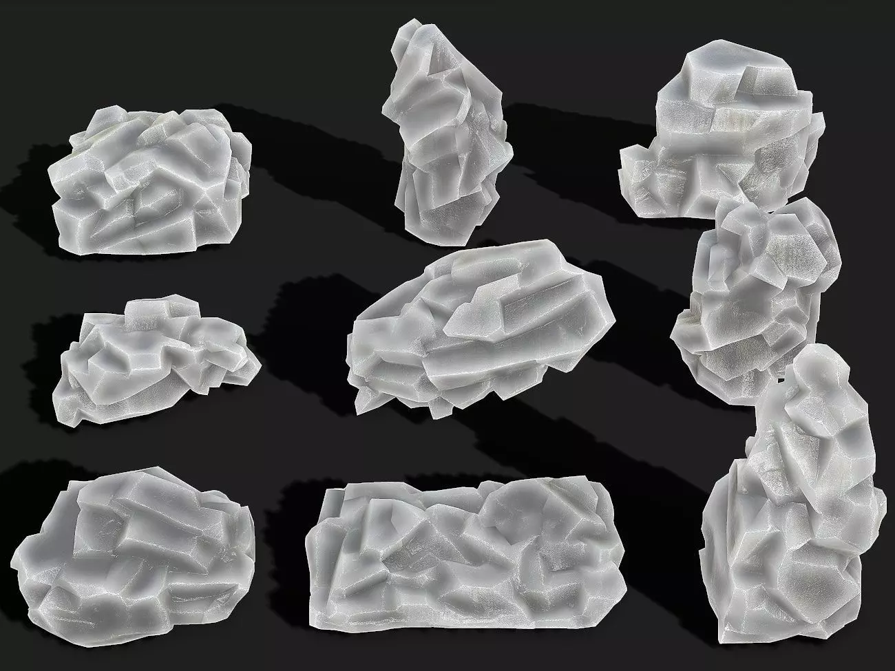 Mountain ice Rocks - PBR Pack 13 Low-poly 3D model_0