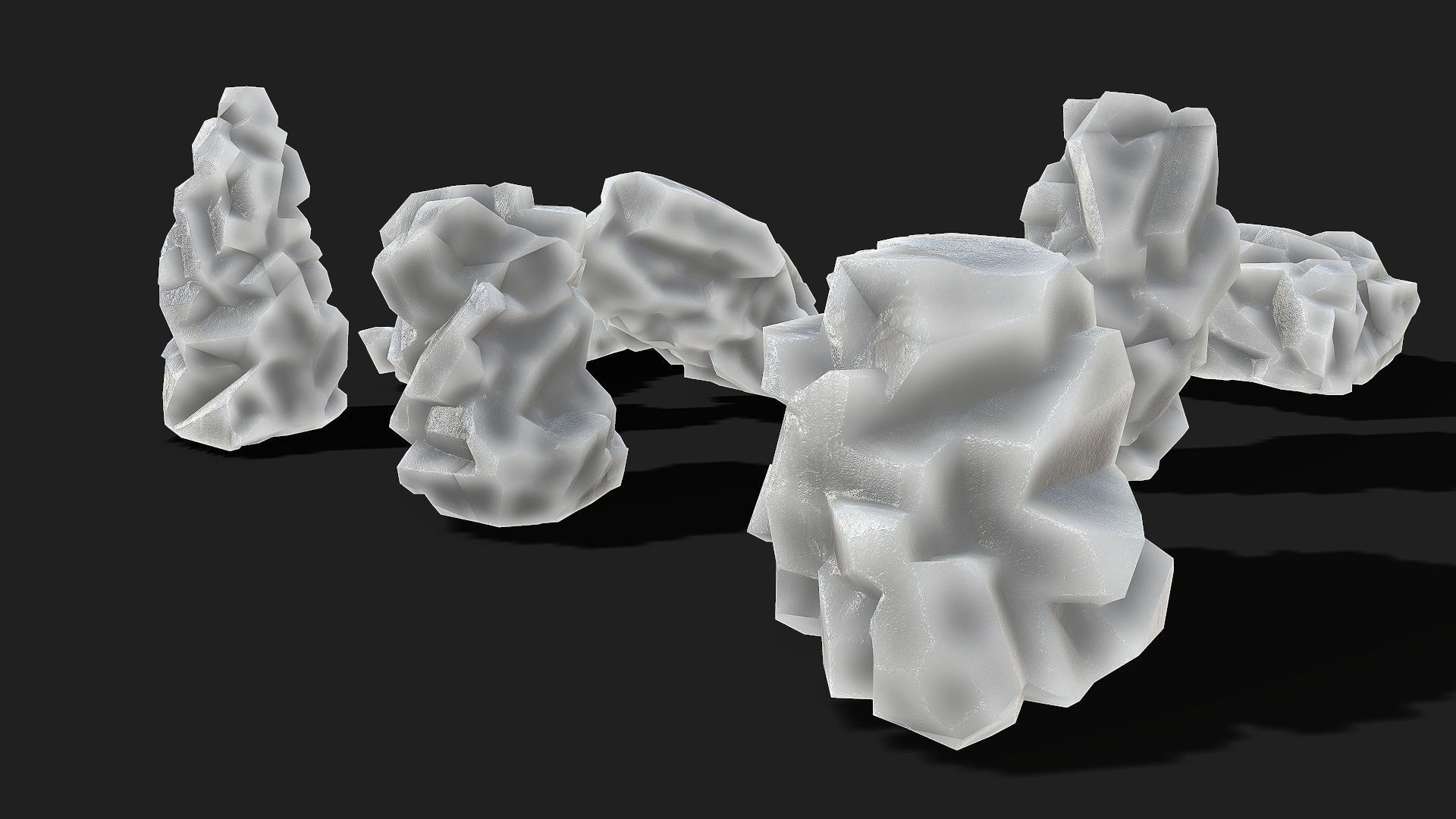 Mountain ice Rocks - PBR Pack 13 Low-poly 3D model_4