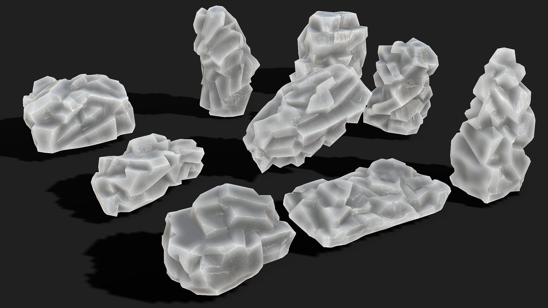 Mountain ice Rocks - PBR Pack 13 Low-poly 3D model_2