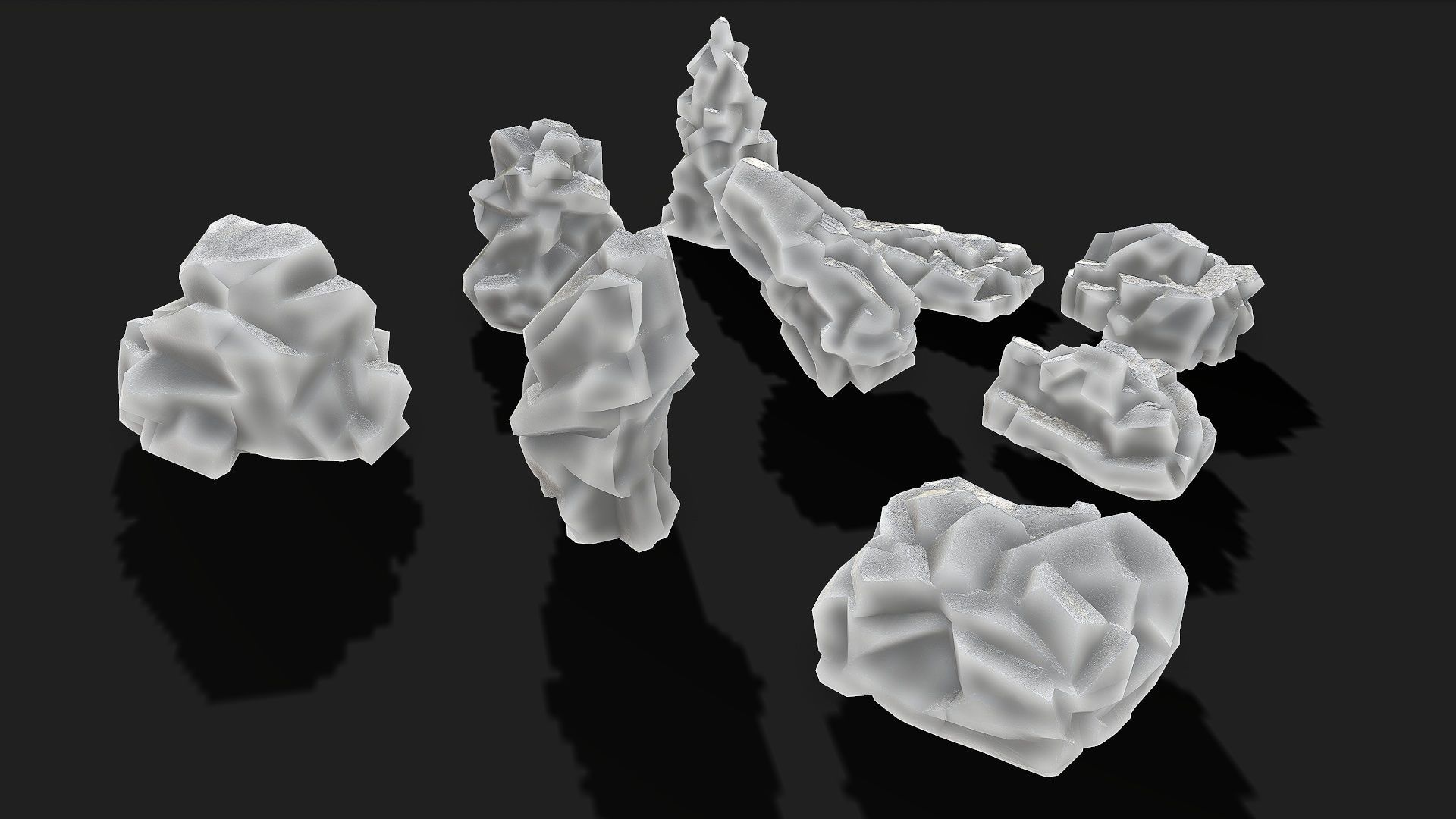 Mountain ice Rocks - PBR Pack 13 Low-poly 3D model_3