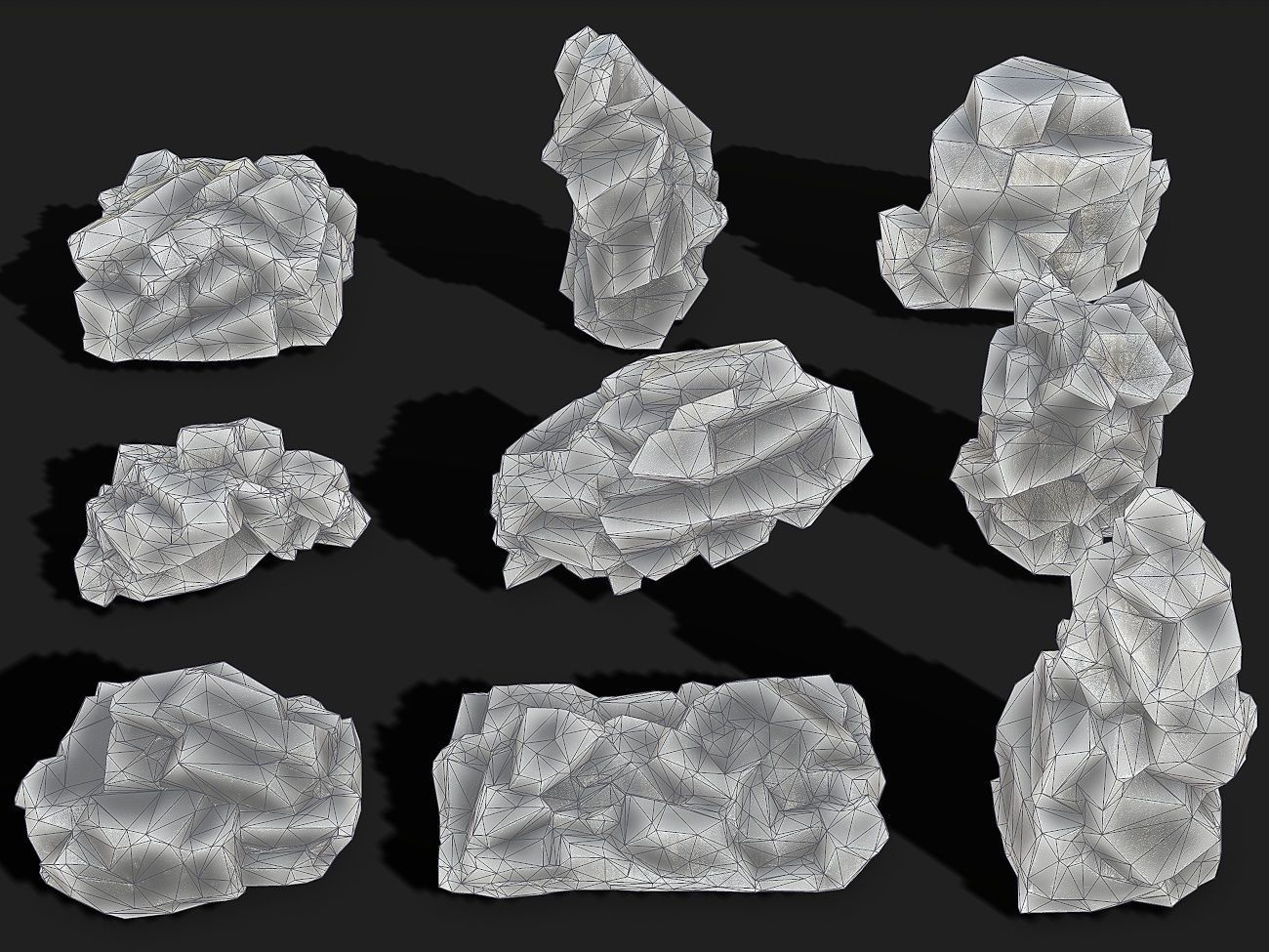 Mountain ice Rocks - PBR Pack 13 Low-poly 3D model_1