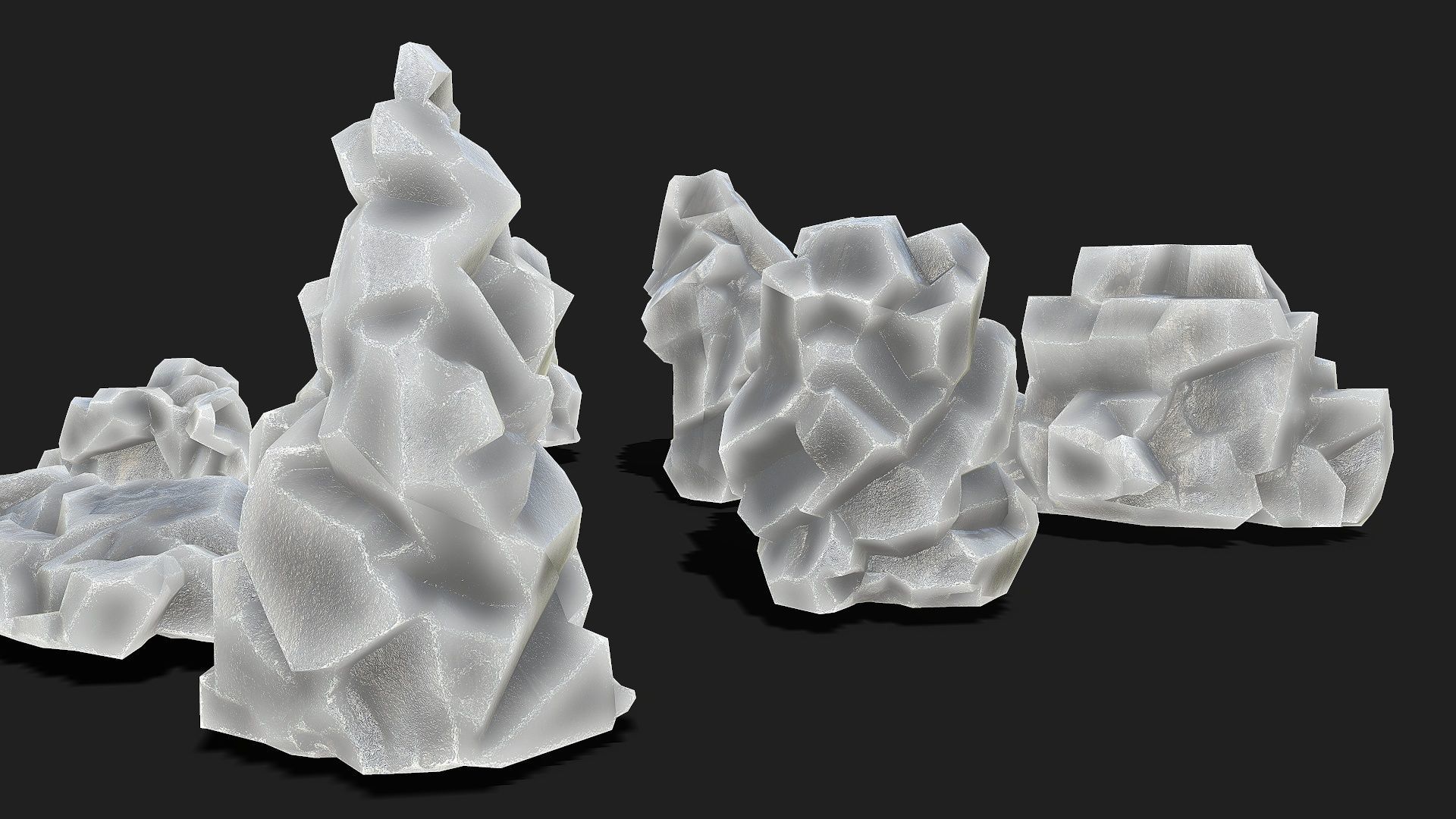 Mountain ice Rocks - PBR Pack 13 Low-poly 3D model_5