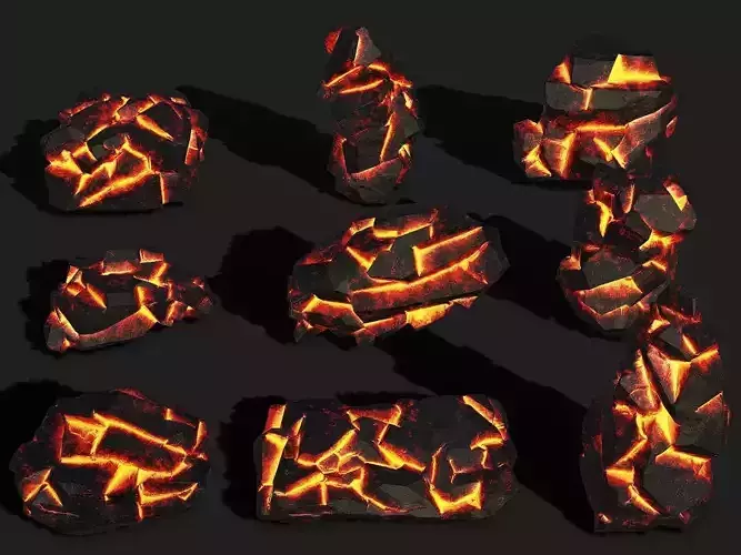 Mountain lave Rocks - PBR Pack 14