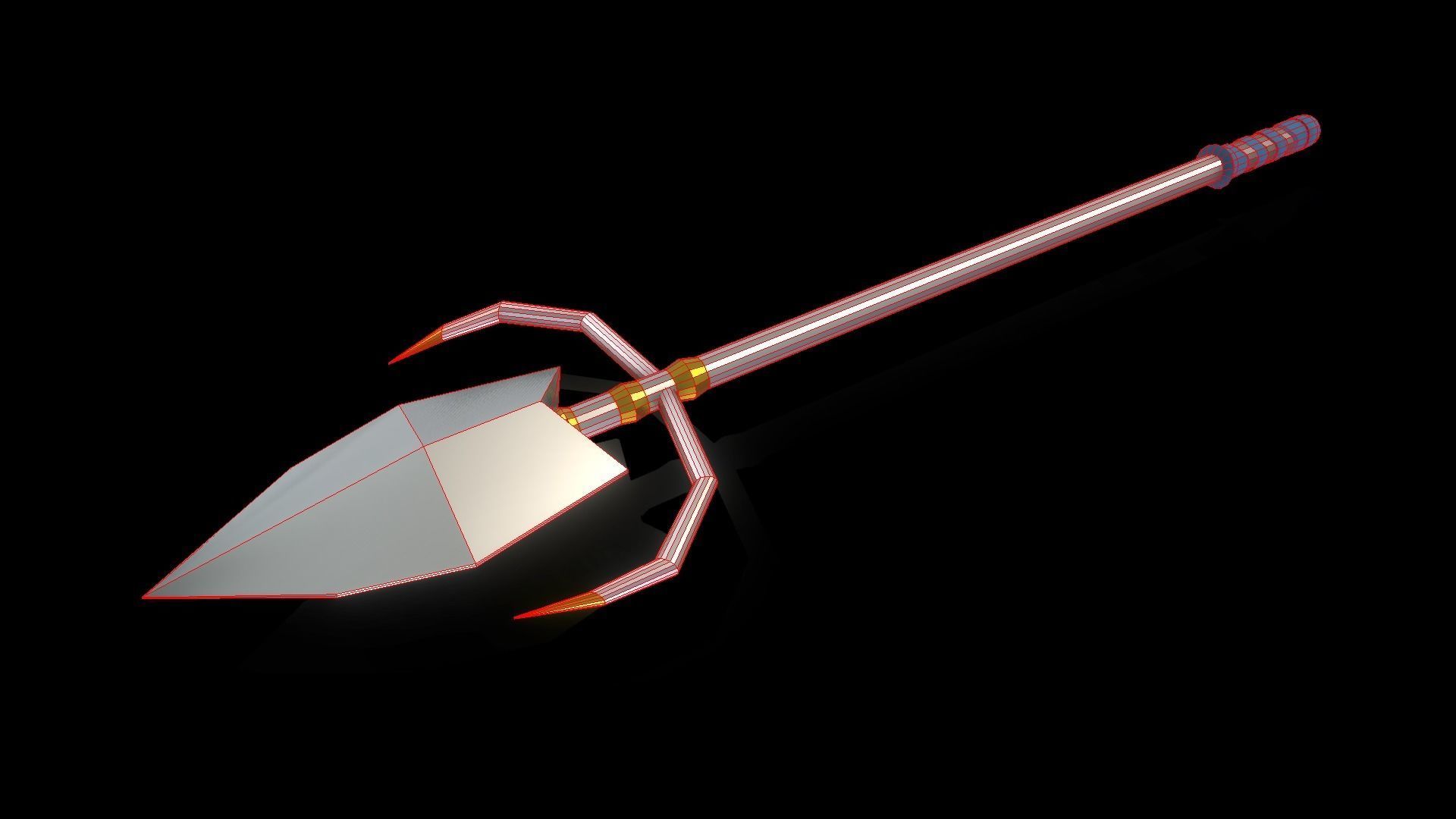 Low Poly Metallic Fantasy Spear 1 Low-poly 3D model_1