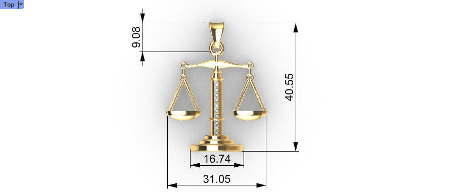 Scale Of Justice With Diamonds Pendant Necklace Jewelry 3D print model_15