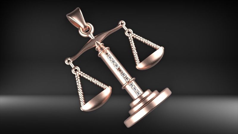 Scale Of Justice With Diamonds Pendant Necklace Jewelry 3D print model_16