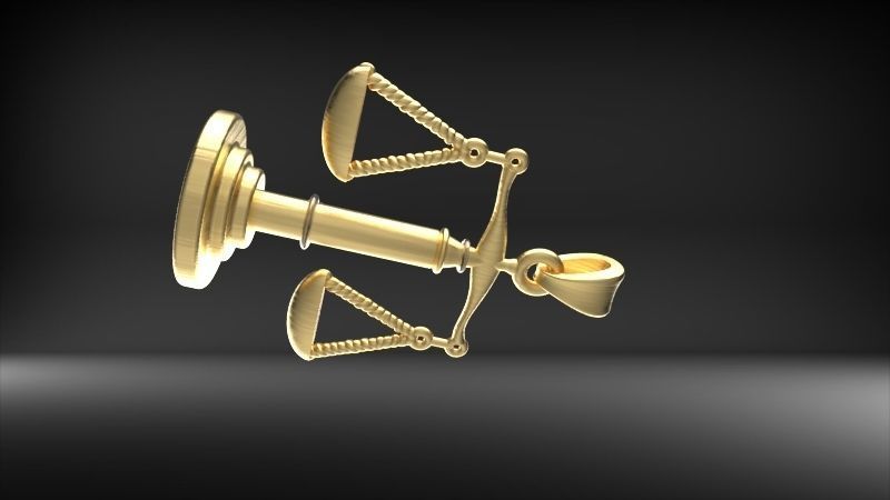 Scale Of Justice With Diamonds Pendant Necklace Jewelry 3D print model_9