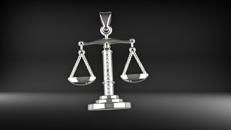 Scale Of Justice With Diamonds Pendant Necklace Jewelry 3D print model_18