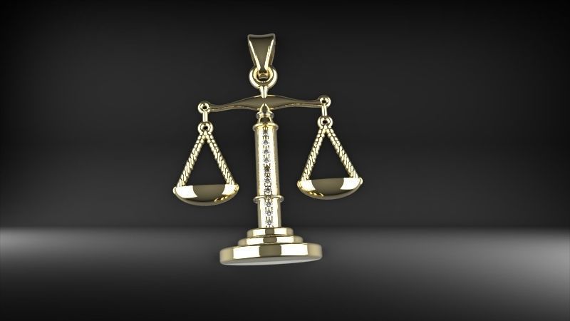 Scale Of Justice With Diamonds Pendant Necklace Jewelry 3D print model_7