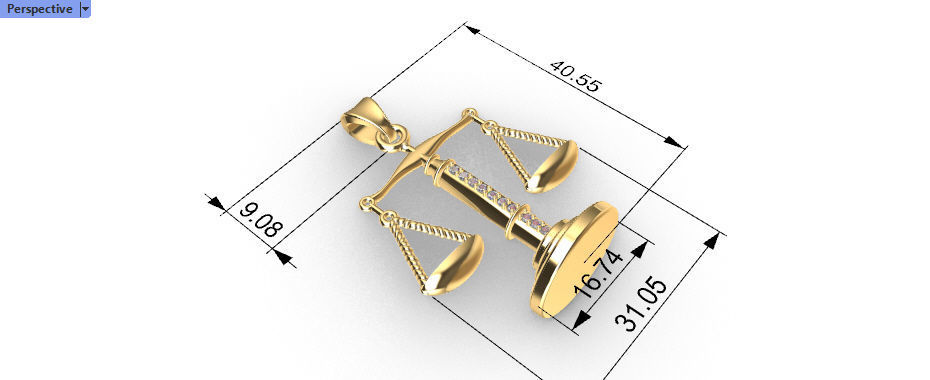 Scale Of Justice With Diamonds Pendant Necklace Jewelry 3D print model_23