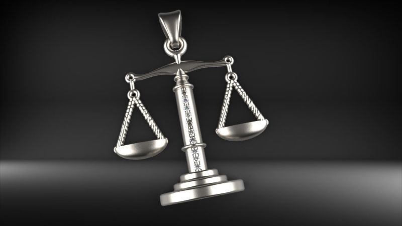 Scale Of Justice With Diamonds Pendant Necklace Jewelry 3D print model_20