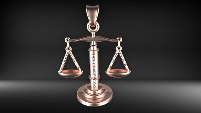 Scale Of Justice With Diamonds Pendant Necklace Jewelry 3D print model_6