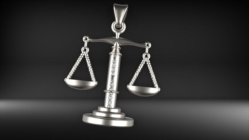Scale Of Justice With Diamonds Pendant Necklace Jewelry 3D print model_19