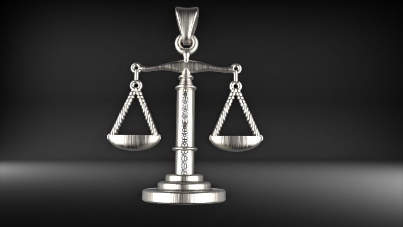 Scale Of Justice With Diamonds Pendant Necklace Jewelry 3D print model_22