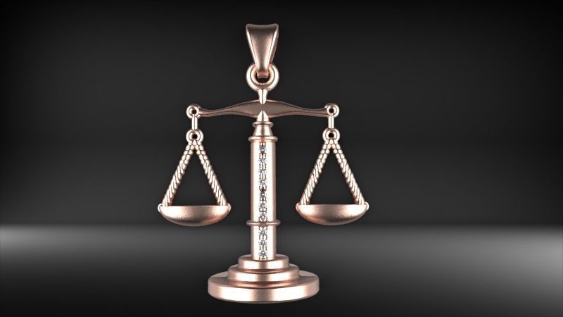 Scale Of Justice With Diamonds Pendant Necklace Jewelry 3D print model_4