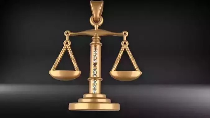 Scale Of Justice With Diamonds Pendant Necklace Jewelry 3D print model