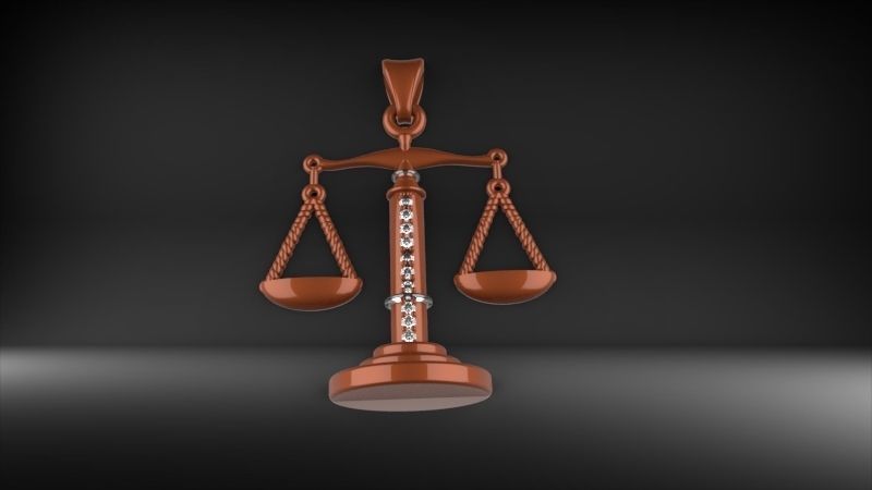 Scale Of Justice With Diamonds Pendant Necklace Jewelry 3D print model_1
