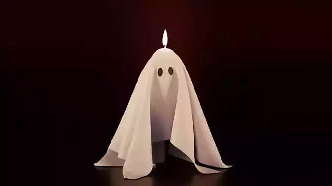 Halloween Ghost Candle with Animated Fire 3D model